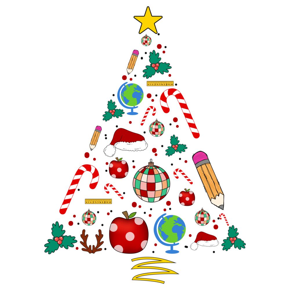 SCHOOL SUPPLIES CHRISTMAS TREE (PRINT) Thumbnail