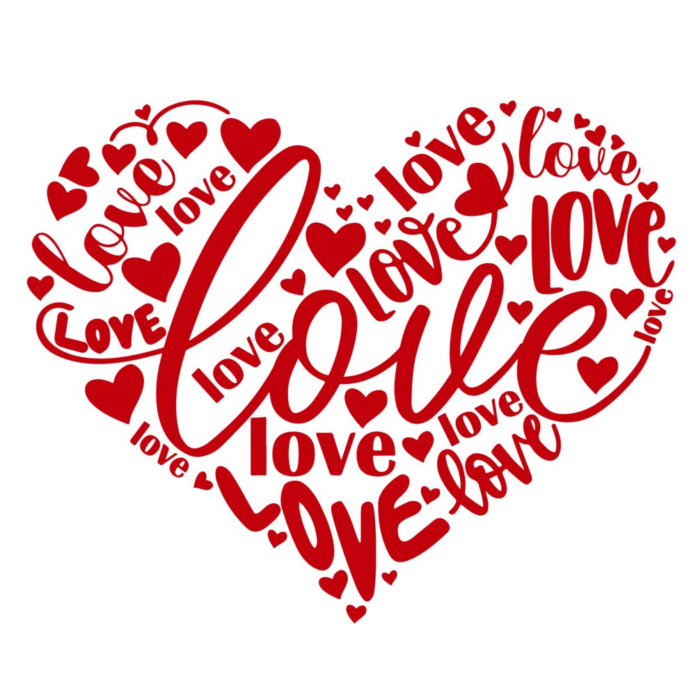 LOVE REPEATED IN HEART SHAPE (PRINT) Thumbnail